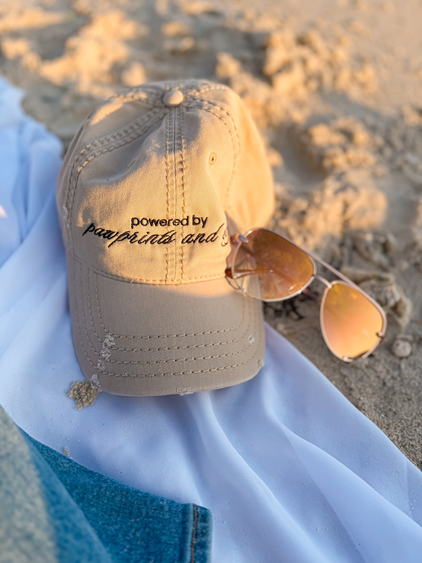 Pawprints and Coffee Dog Mom Hat | Distressed Baseball Cap
