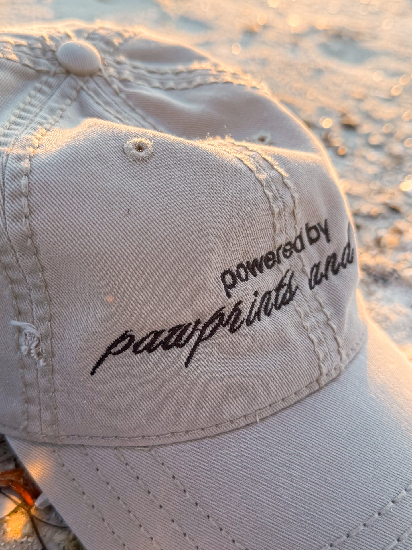 Pawprints and Coffee Dog Mom Hat | Distressed Baseball Cap