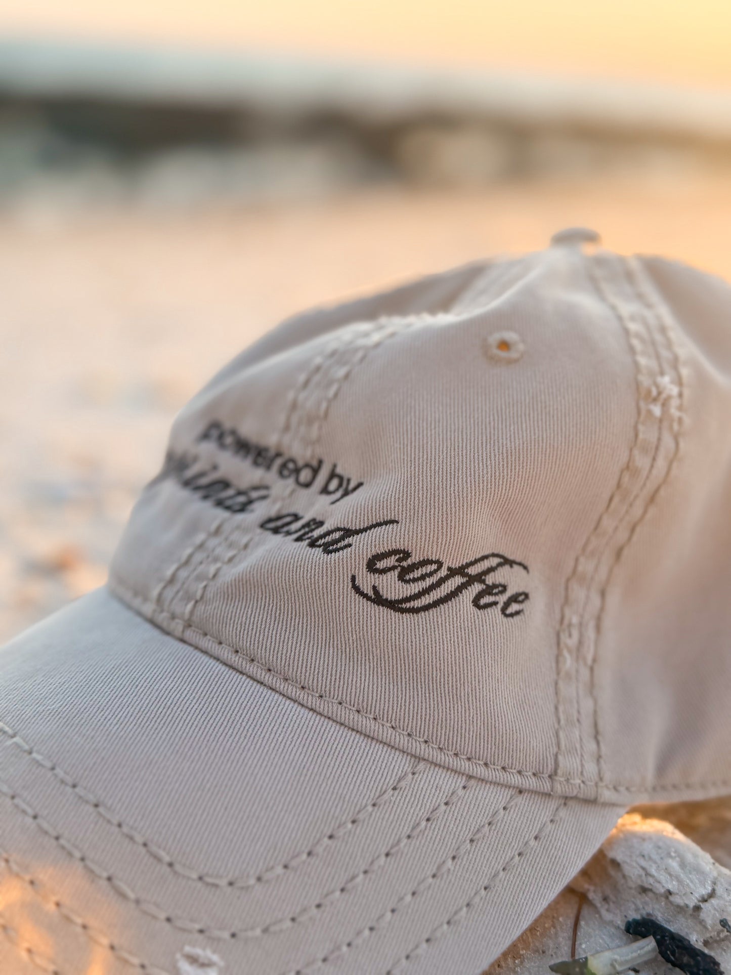 Pawprints and Coffee Dog Mom Hat | Distressed Baseball Cap